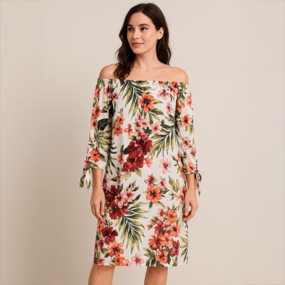 Piazza del Tempio Off Shoulder Floral Dress Made in Italy